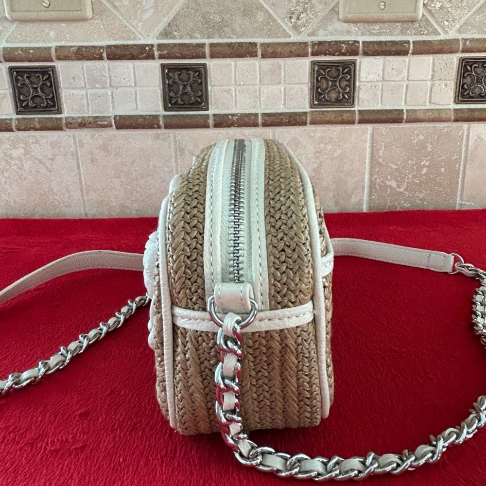 BRIGHTON STRAW ROSIE WHITE CAMERA BAG CELL PHONE CROSSBODY EUC - Picture 7 of 12